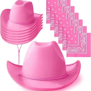 Cowgirl Hat 1 6-Piece Adjustable Pink Felt Cowgirl Hat Set