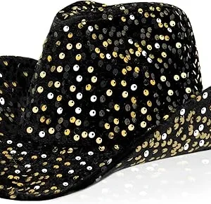 Cowgirl Hat 5 Black Disco Cowboy Hat for Women – Sequin Western Cowgirl Party Hat