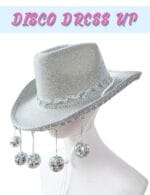 Pink Disco Cowgirl Hat with Bandana,Glitter Rhinestone Disco Ball Cowboy Hat for Women Men Costume Cosplay
