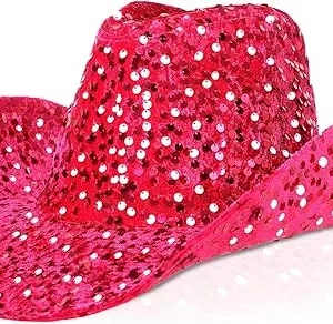 Cowgirl Hat 3 Rose Disco Cowboy Hat for Women – Sequin Western Wedding & Party Hat