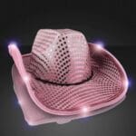 Shiny Sequin Light Up Cowboy Hat Flashing Western Cowgirl Hat Vintage Dance Ball Disco Jazz Hats Party Costume for Men Women
