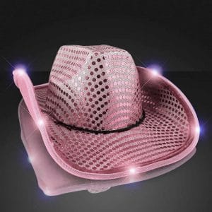 Shiny Sequin Light Up Cowboy Hat Flashing Western Cowgirl Hat Vintage Dance Ball Disco Jazz Hats Party Costume for Men Women