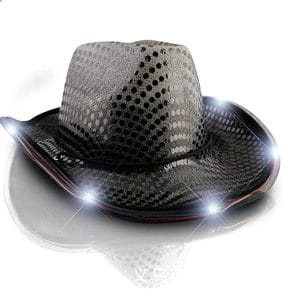 Shiny Sequin Light Up Cowboy Hat Flashing Western Cowgirl Hat Vintage Dance Ball Disco Jazz Hats Party Costume for Men Women