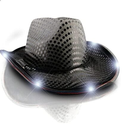 Shiny Sequin Light Up Cowboy Hat Flashing Western Cowgirl Hat Vintage Dance Ball Disco Jazz Hats Party Costume for Men Women