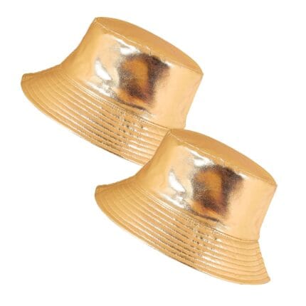 Unisex Metallic Bucket Hat Waterproof Holographic Bucket Hat Fishing Hat Trendy Hip Pop Sun Cap
