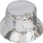 Unisex Metallic Bucket Hat Waterproof Holographic Bucket Hat Fishing Hat Trendy Hip Pop Sun Cap