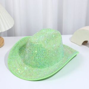 Green Rhinestone Western Cowboy Hat