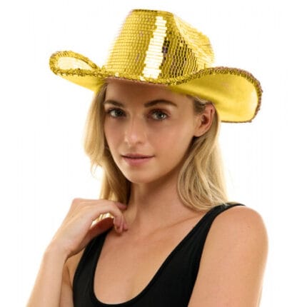 Disco Cowboy Hat Gold Mirror Hat Cowgirl Costume Bling Bling Hat Rave Festival Cosplay