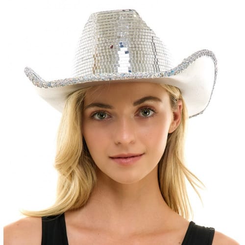 Disco Cowboy Hat Mirror Hat Cowgirl Costume Bling Bling Hat Rave Festival Cosplay