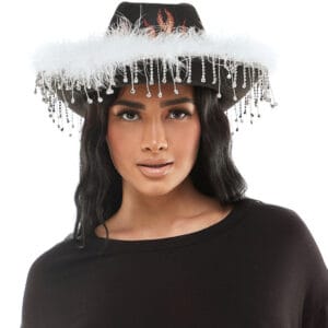 Rhinestone Flames Black Cowboy Hat