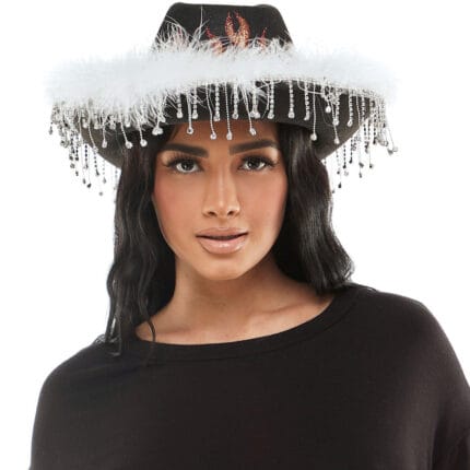 Rhinestone Flames Black Cowboy Hat