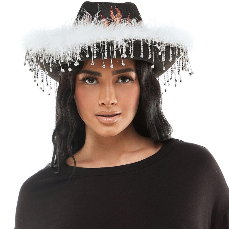 Rhinestone Flames Black Cowboy Hat